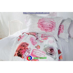 Vintage Rose Pembe Tek Kişilik Nevresim Takımı Soley